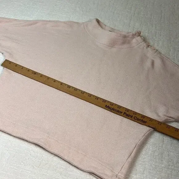 J. Crew blush pink cotton mock neck dolman sleeves crop sweatshirt S - Picture 7 of 10